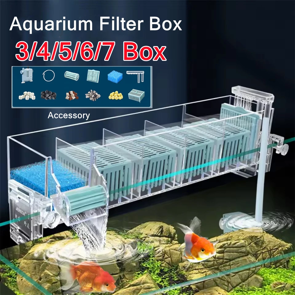 Marine Aquarium Overflow Box - 220V Aquarium Wall-Mounted Waterfall Filter Roller,